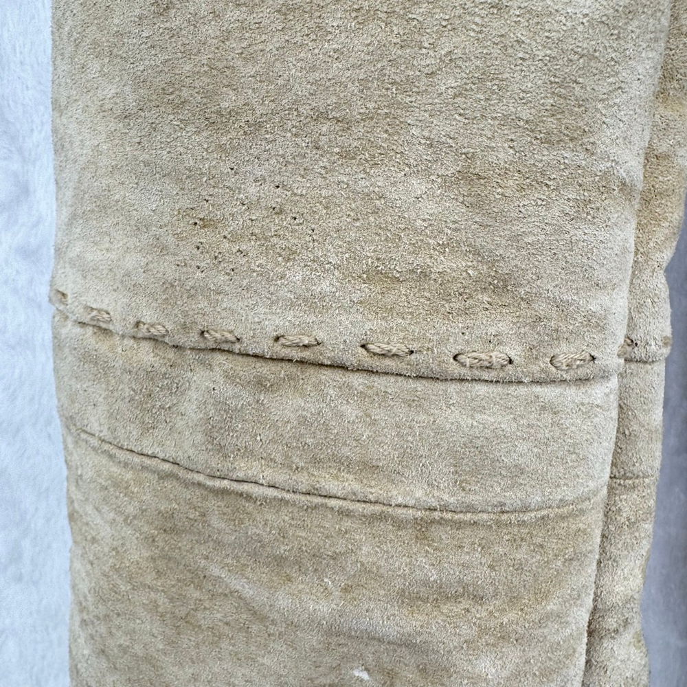 Penny Lane Coat Vintage 90s Y2K Beige Suede Sherpa Lined Button Front Pockets L - Picture 4 of 8